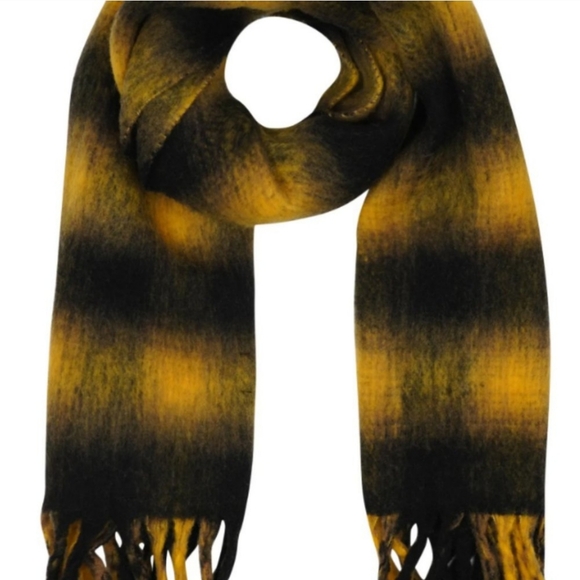 All Saints checked wool brushed large scarf - Picture 3 of 6